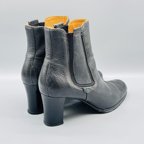 Cole Haan Boots Womens 8.5 Black Leather Chelsea Heeled Ankle Pebbled Vintage - Picture 7 of 11